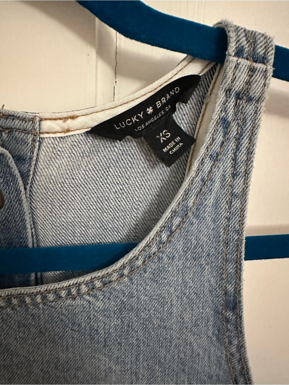 Lucky Brand Mini Jumper Dress Button Back XS Y2K Light Wash - Picture 2 of 5
